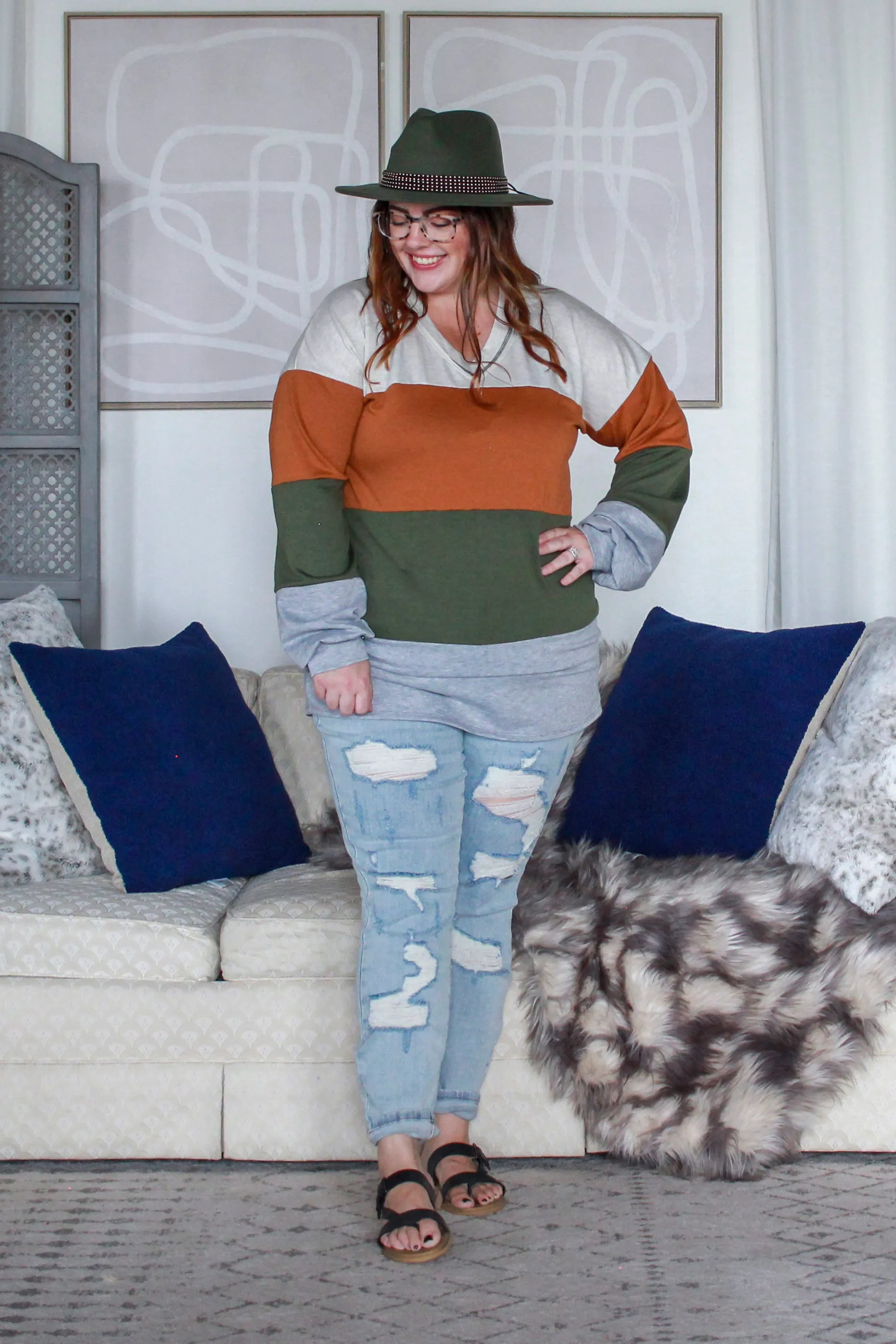 Fall Blocked V-Neck