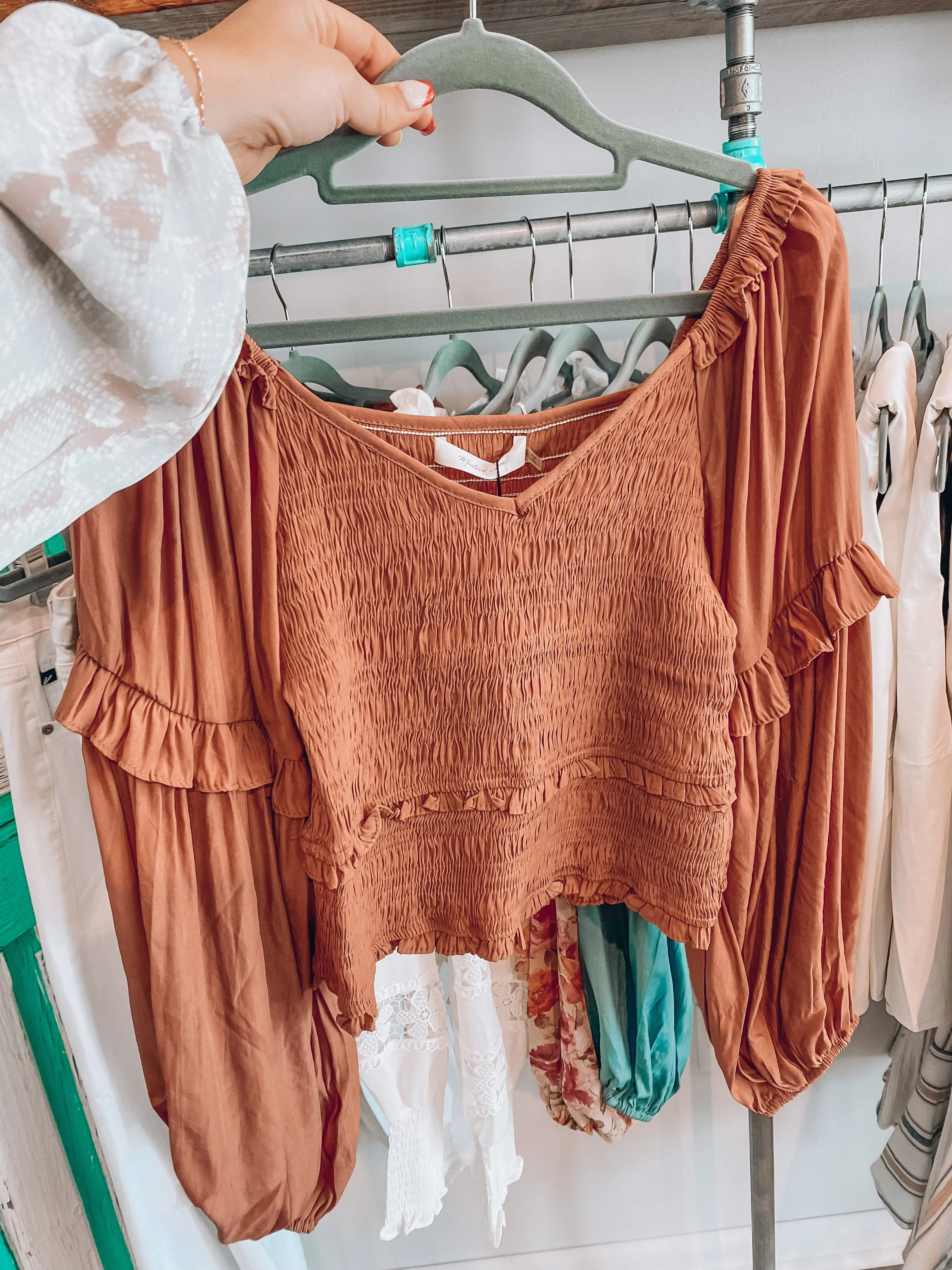 Fall Smocked Top - Mauve