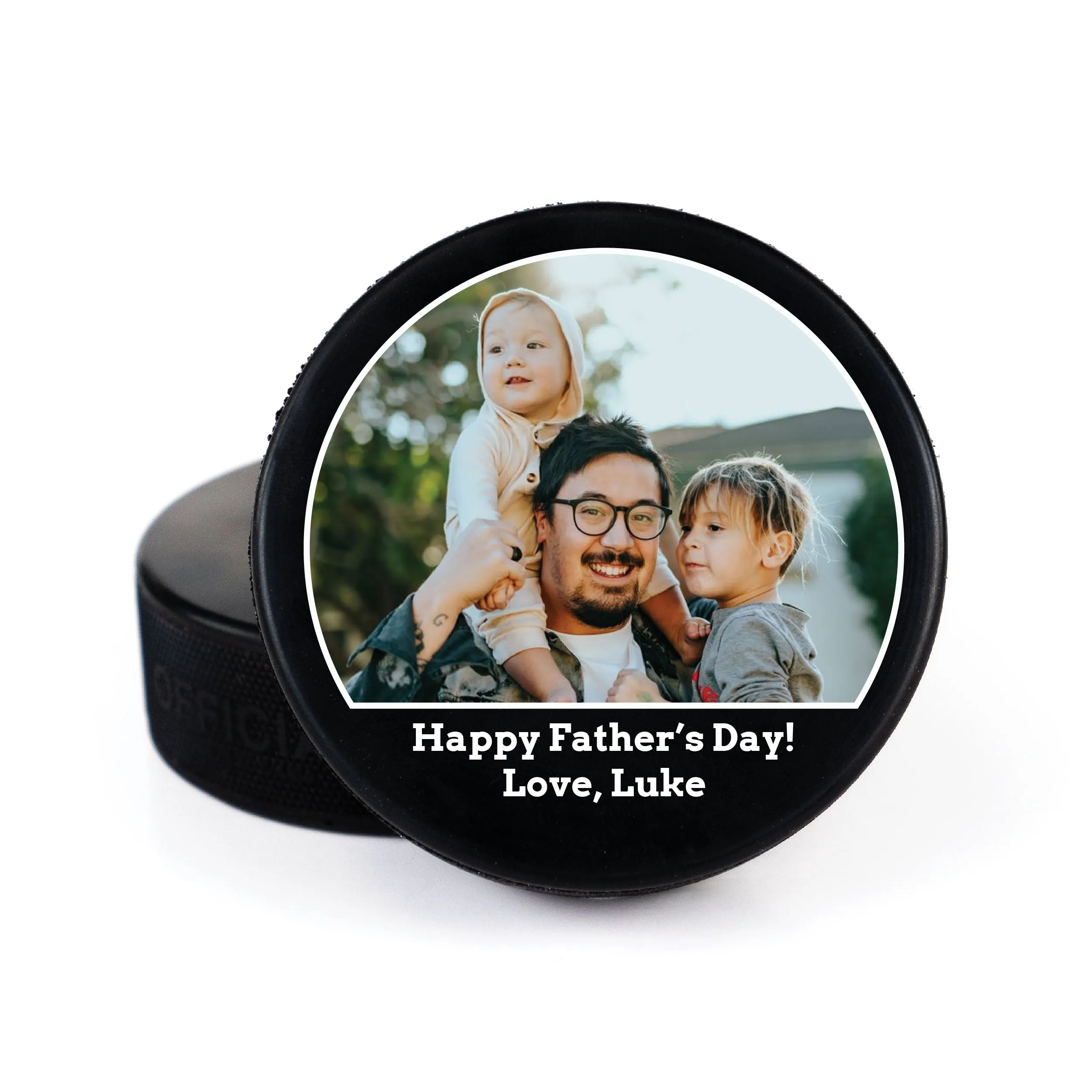 Father's Day Line Message, Printed Hockey Puck