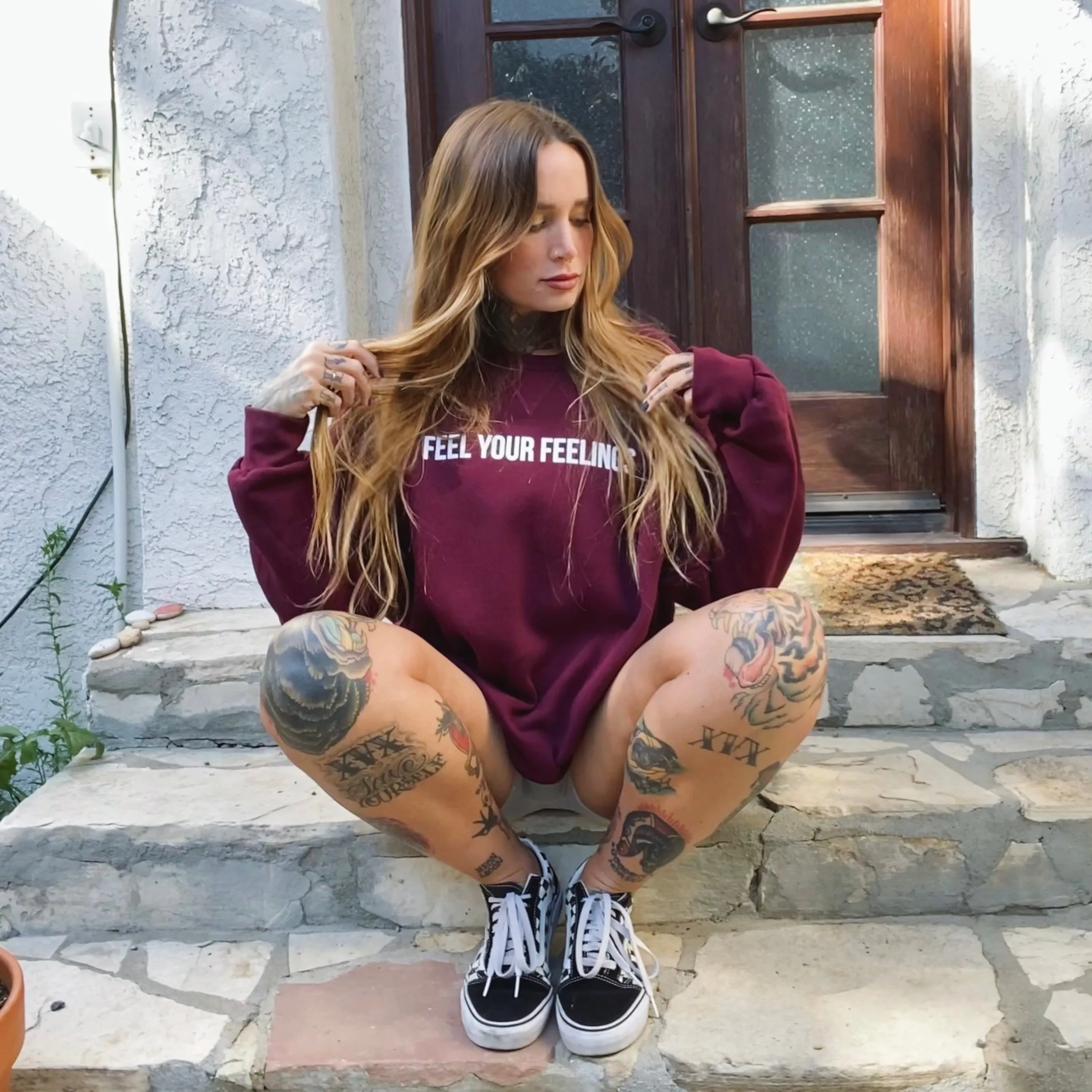 Feel Your Feelings Crewneck | Maroon