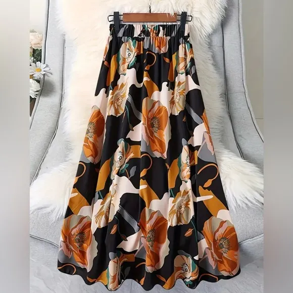 Floral Print A-Line Skirt