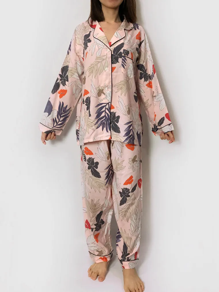 Floral Print Long Pajama Set