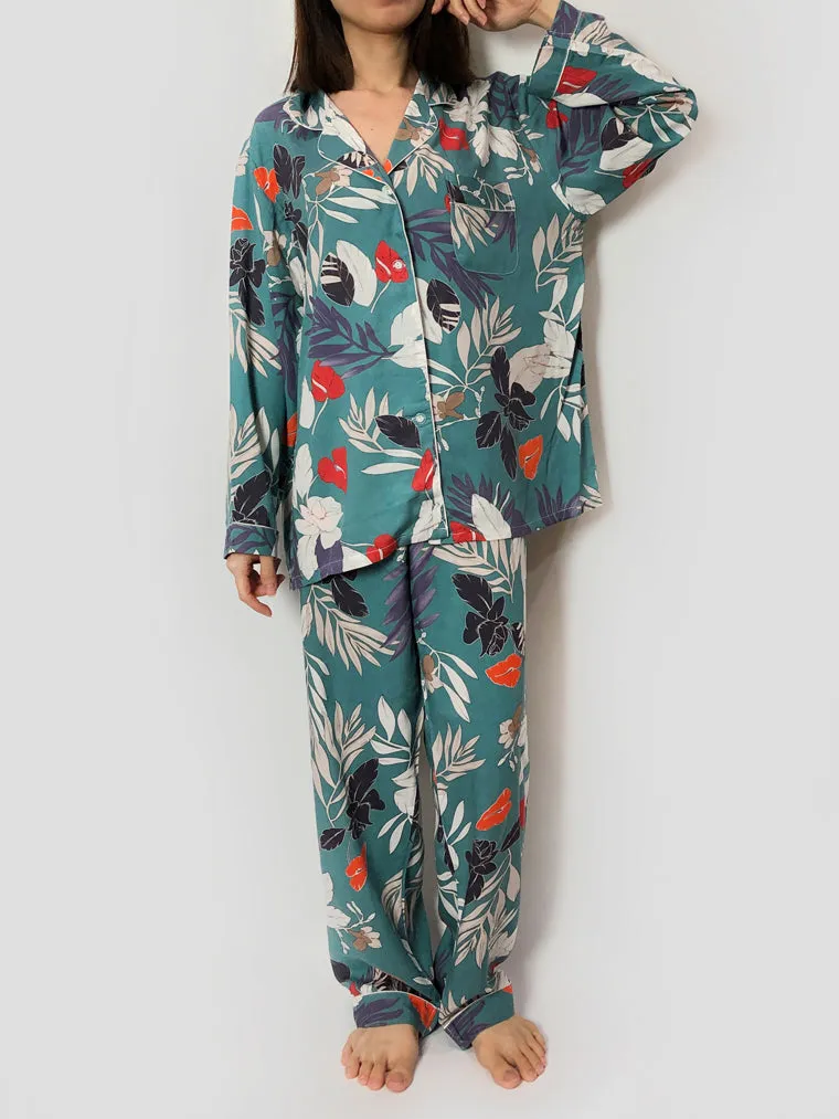Floral Print Long Pajama Set