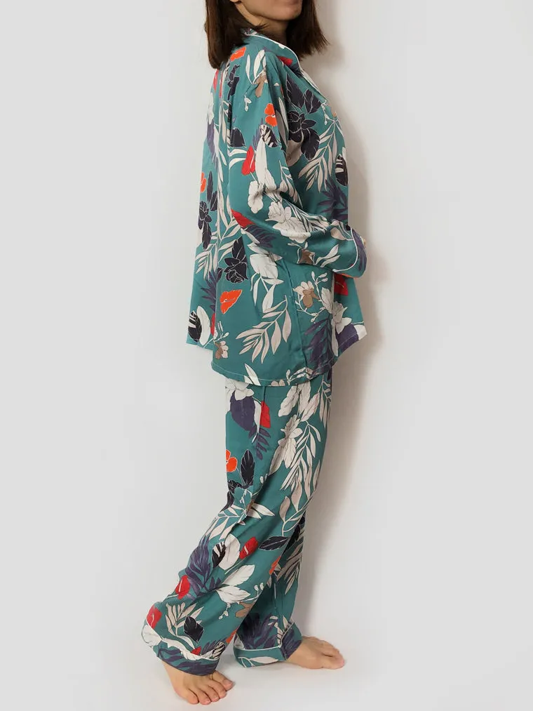 Floral Print Long Pajama Set