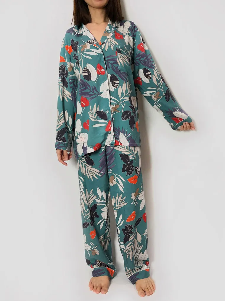 Floral Print Long Pajama Set
