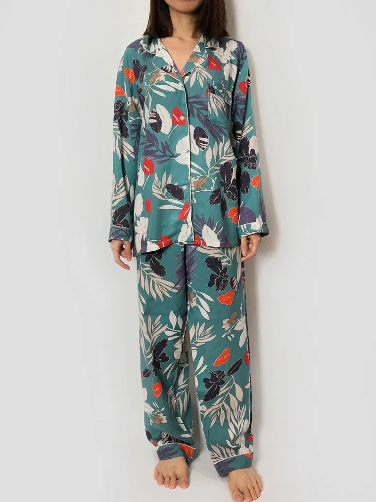 Floral Print Long Pajama Set