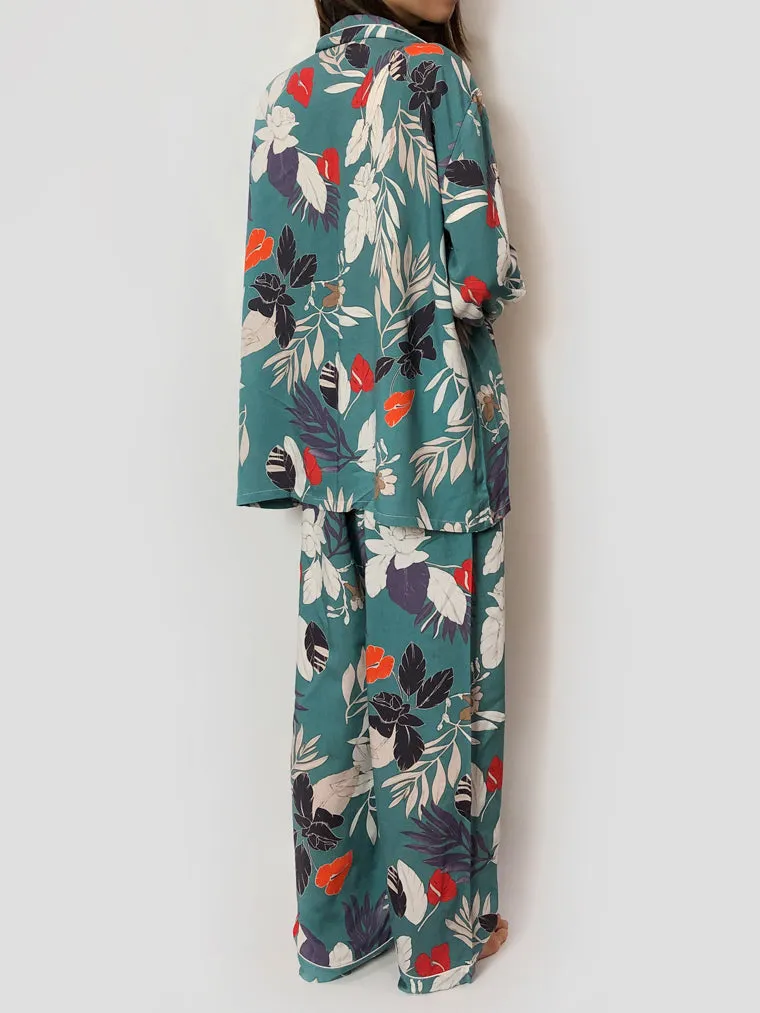 Floral Print Long Pajama Set