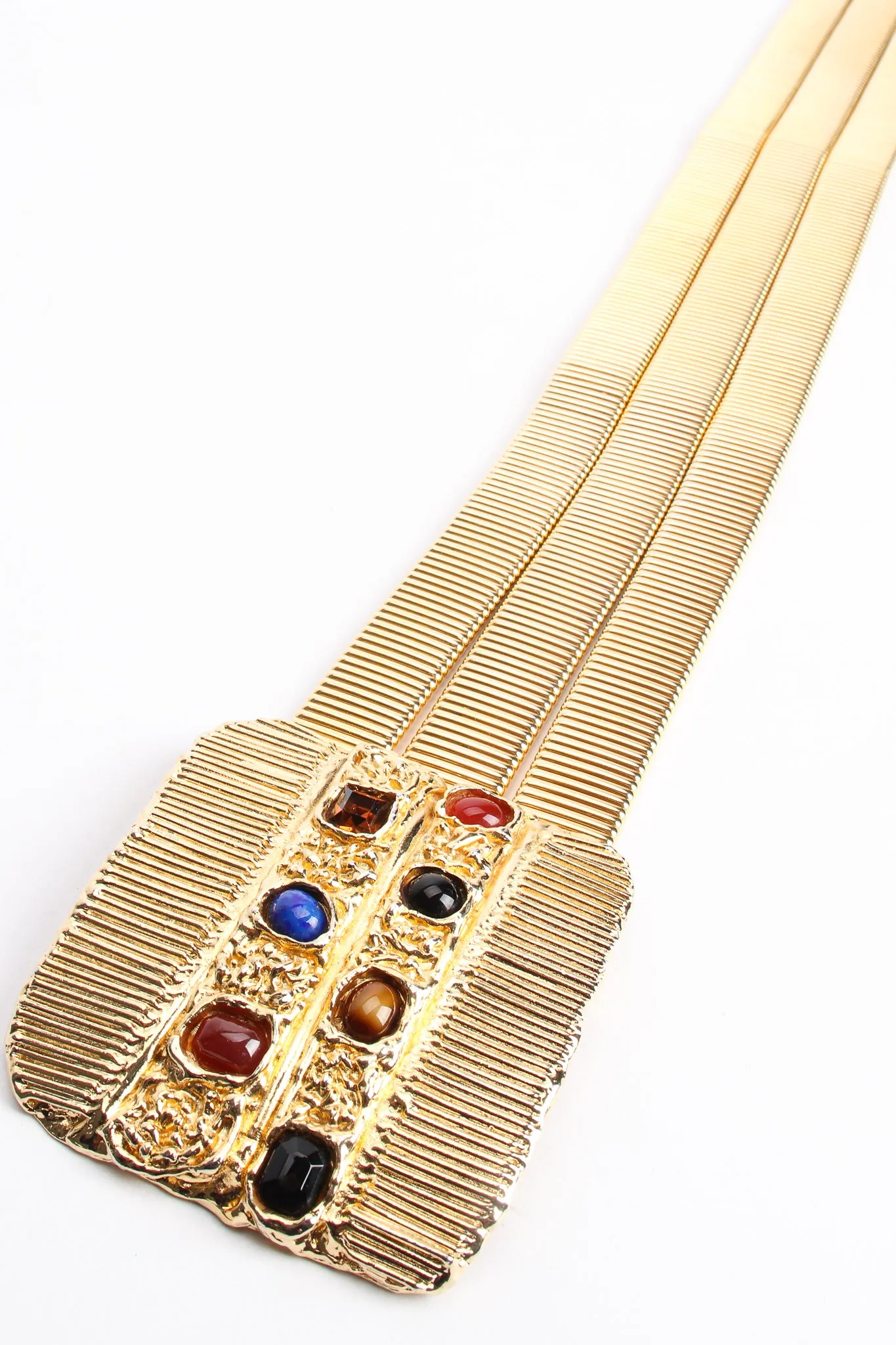 Fluted Cabochon Buckle Belt