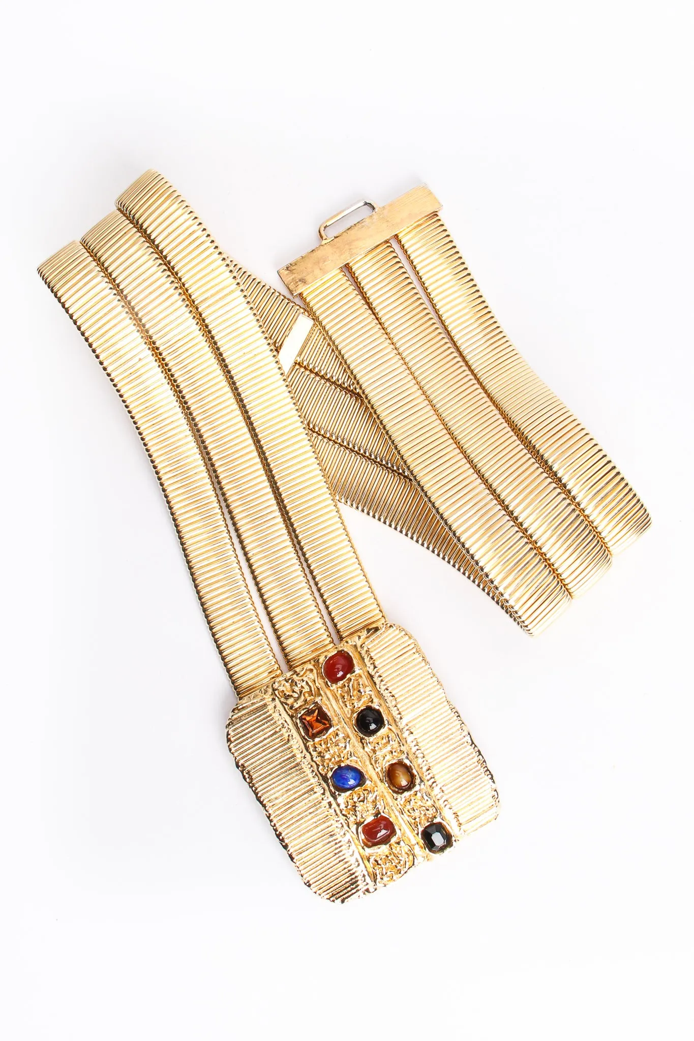 Fluted Cabochon Buckle Belt