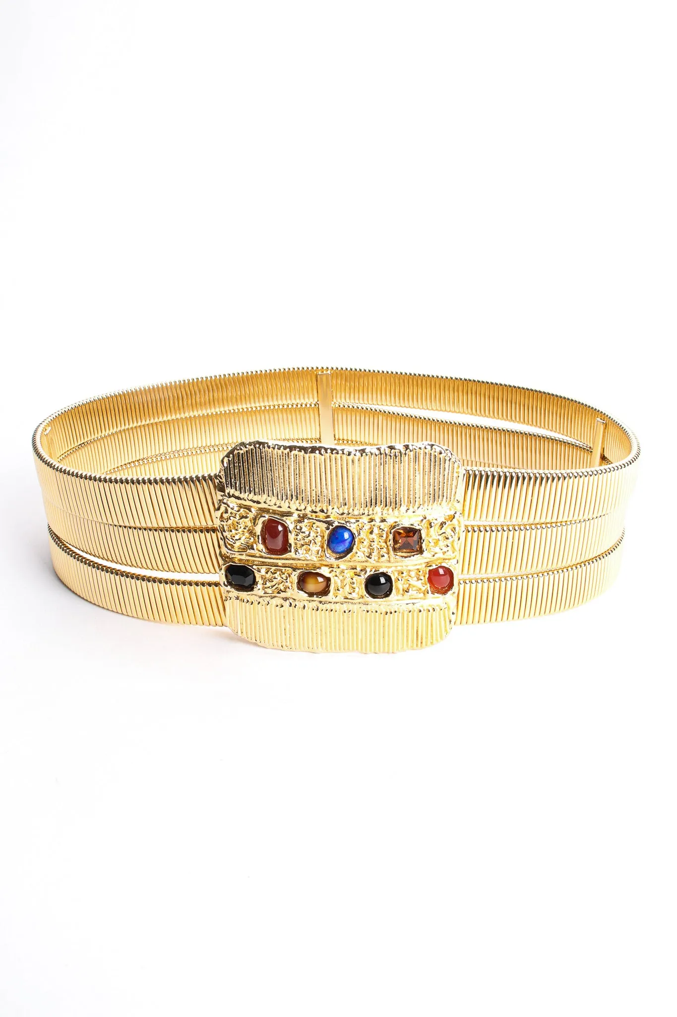 Fluted Cabochon Buckle Belt