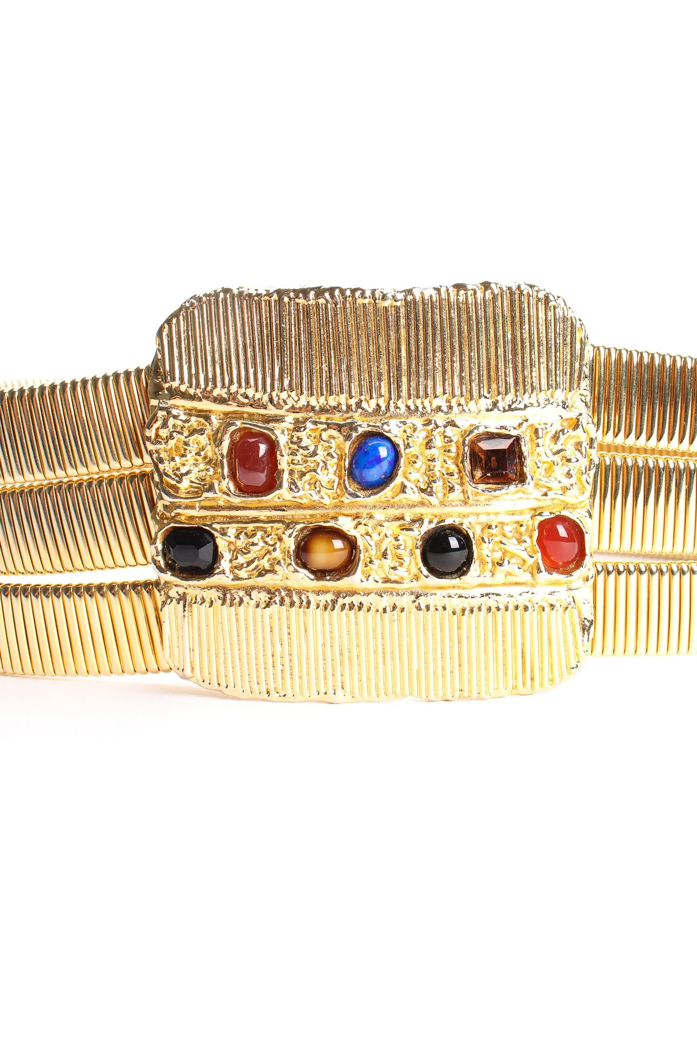 Fluted Cabochon Buckle Belt