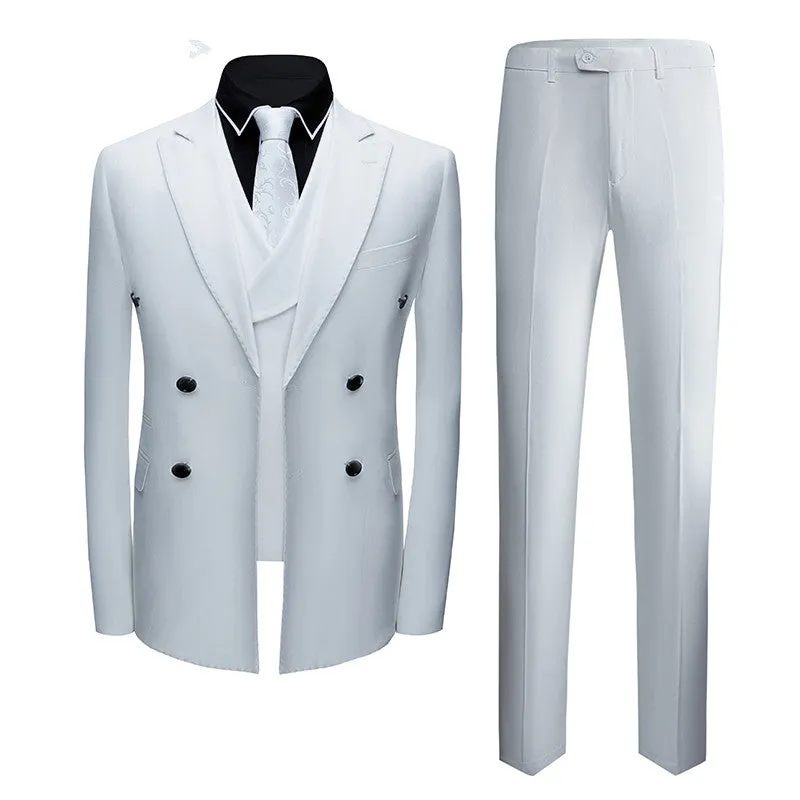 Formal White Business Men Suits with Three Pieces Peak Lapel Suit Online