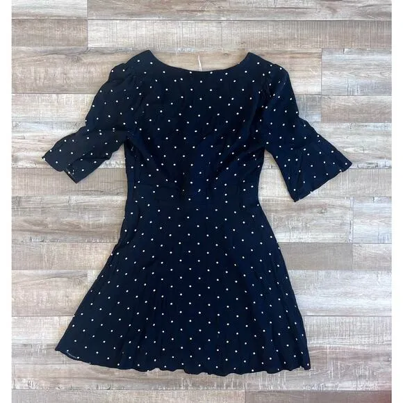 Free People All Yours Black Polka Dot Tie Front Dress Size 2