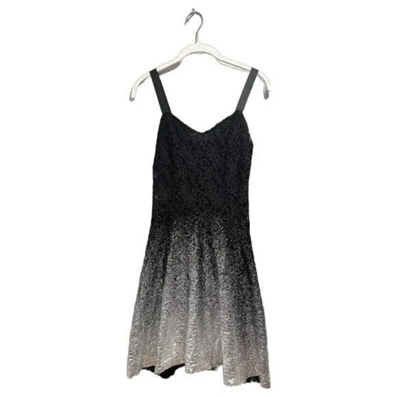 free people | black &amp; silver ombre foil sparkle mini dress | small