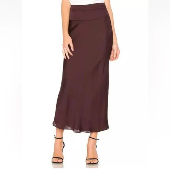 Free People Normani Bias Skirt A-Line Long size 0 Wine Maroon Color
