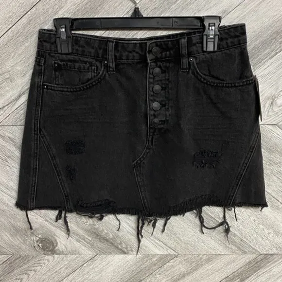 Free People Womens Denim A Line Skirt Size 28