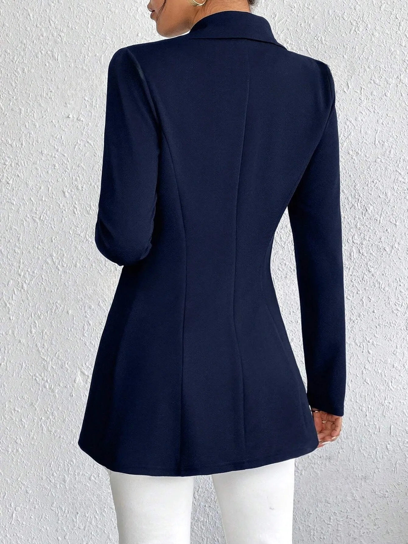 Frenchy Women's Slim Fit Long Sleeve Blazer With Lapel Collar