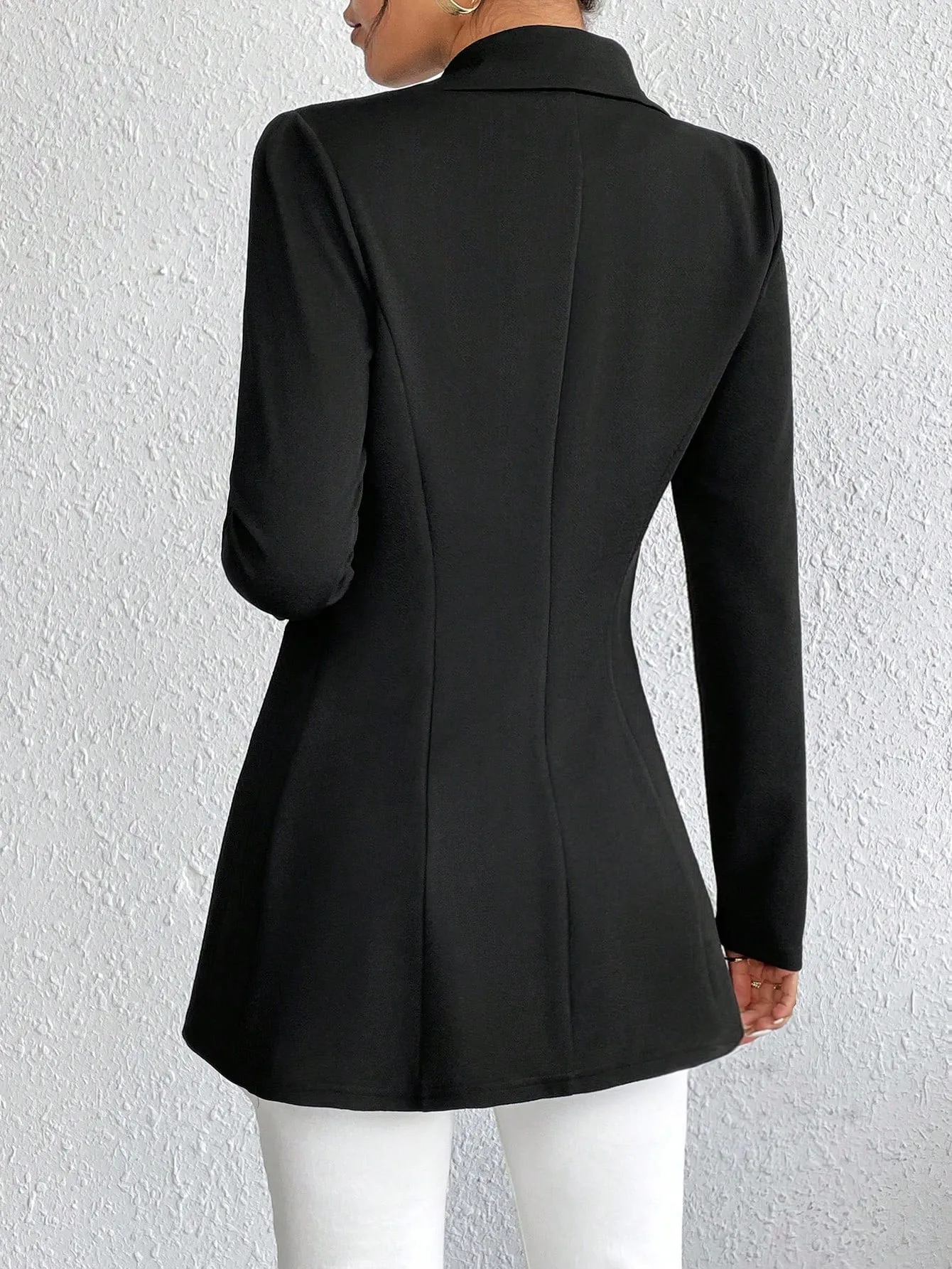 Frenchy Women's Slim Fit Long Sleeve Blazer With Lapel Collar