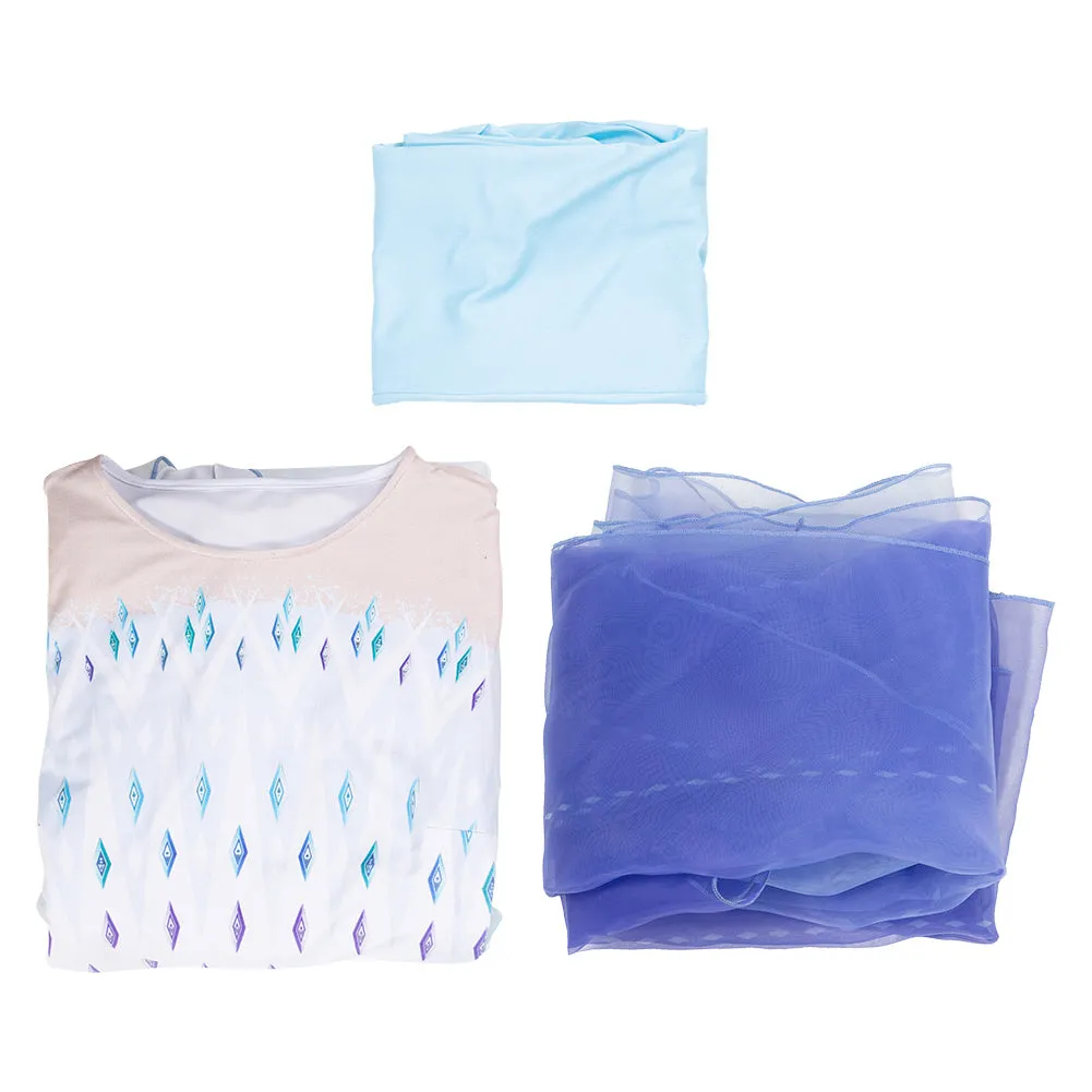 Frozen 2 Elsa Ahtohallan Cave Snow Flake Queen Dress Cosplay Costume
