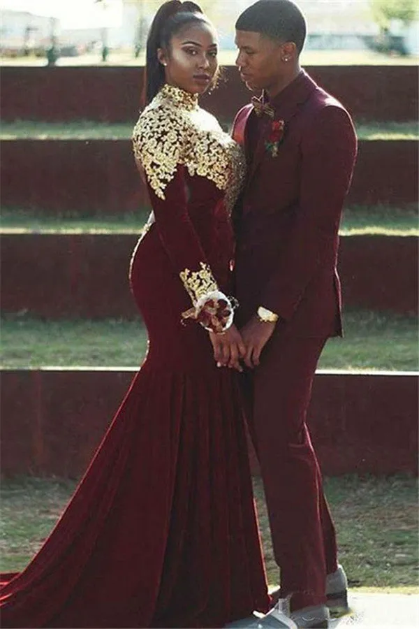 Gabriel Burgundy Slim Fit Notched Lapel Prom Outfits for Guys