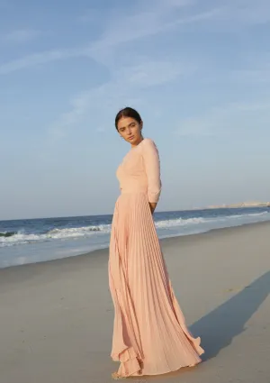 Gabrielle • Pleated Chiffon and Lace Gown