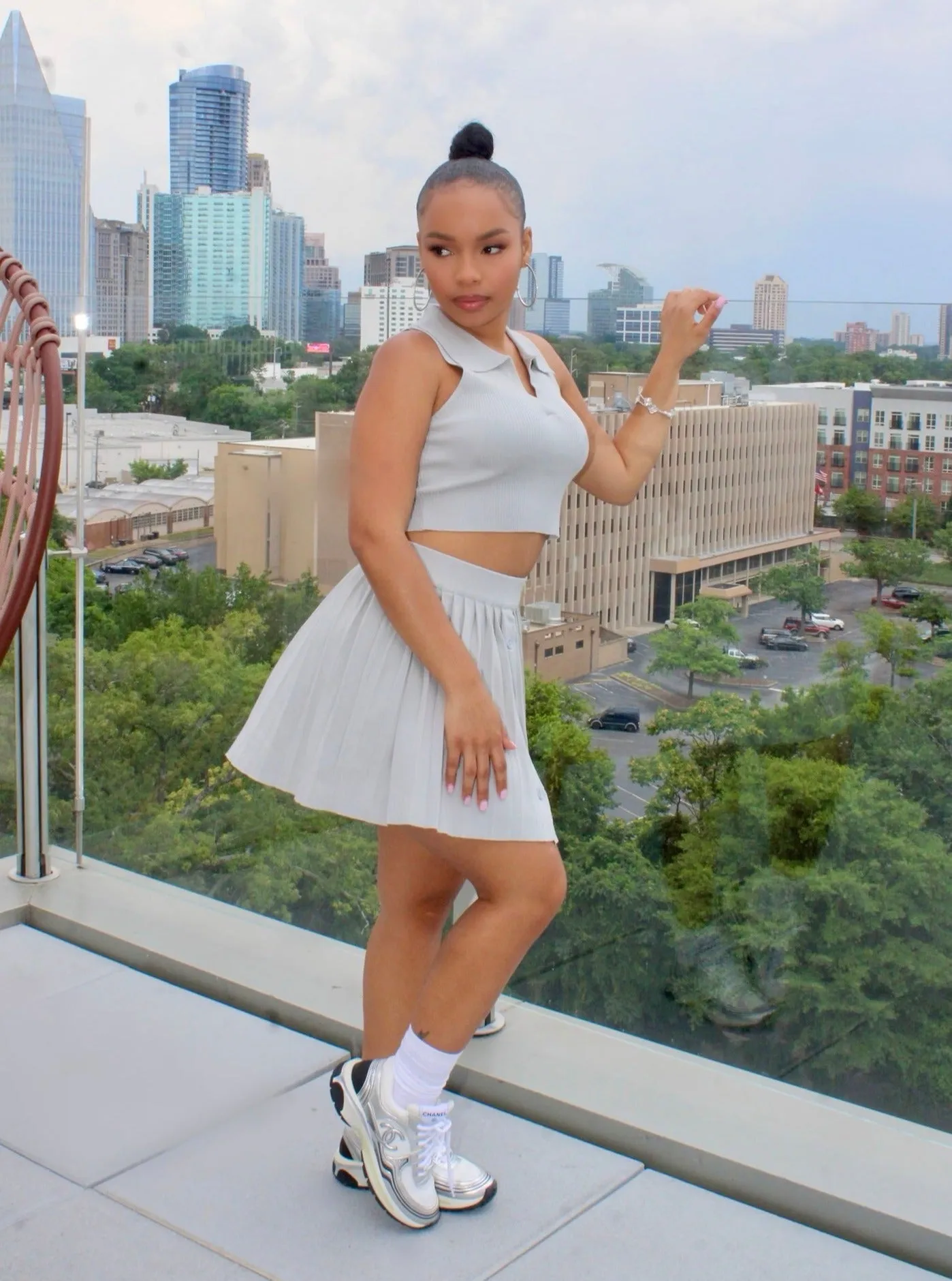 GAME ON SKIRT SET- GREY