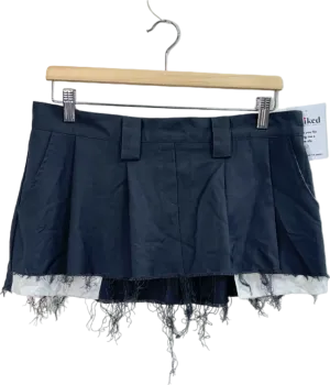 GATELESS Black Frayed Hem Pleated Skirt M