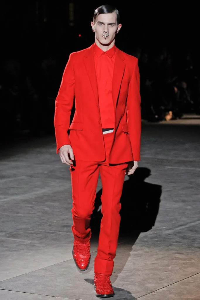 Givenchy Fall 2012 Red Wool Two Button Slim Fit Blazer- 36
