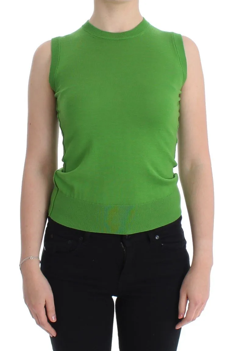 Green cashmere tank top
