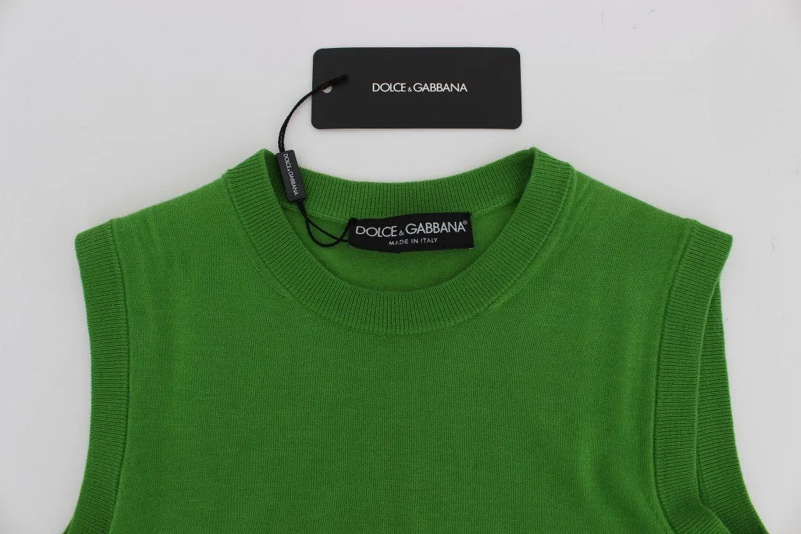 Green cashmere tank top