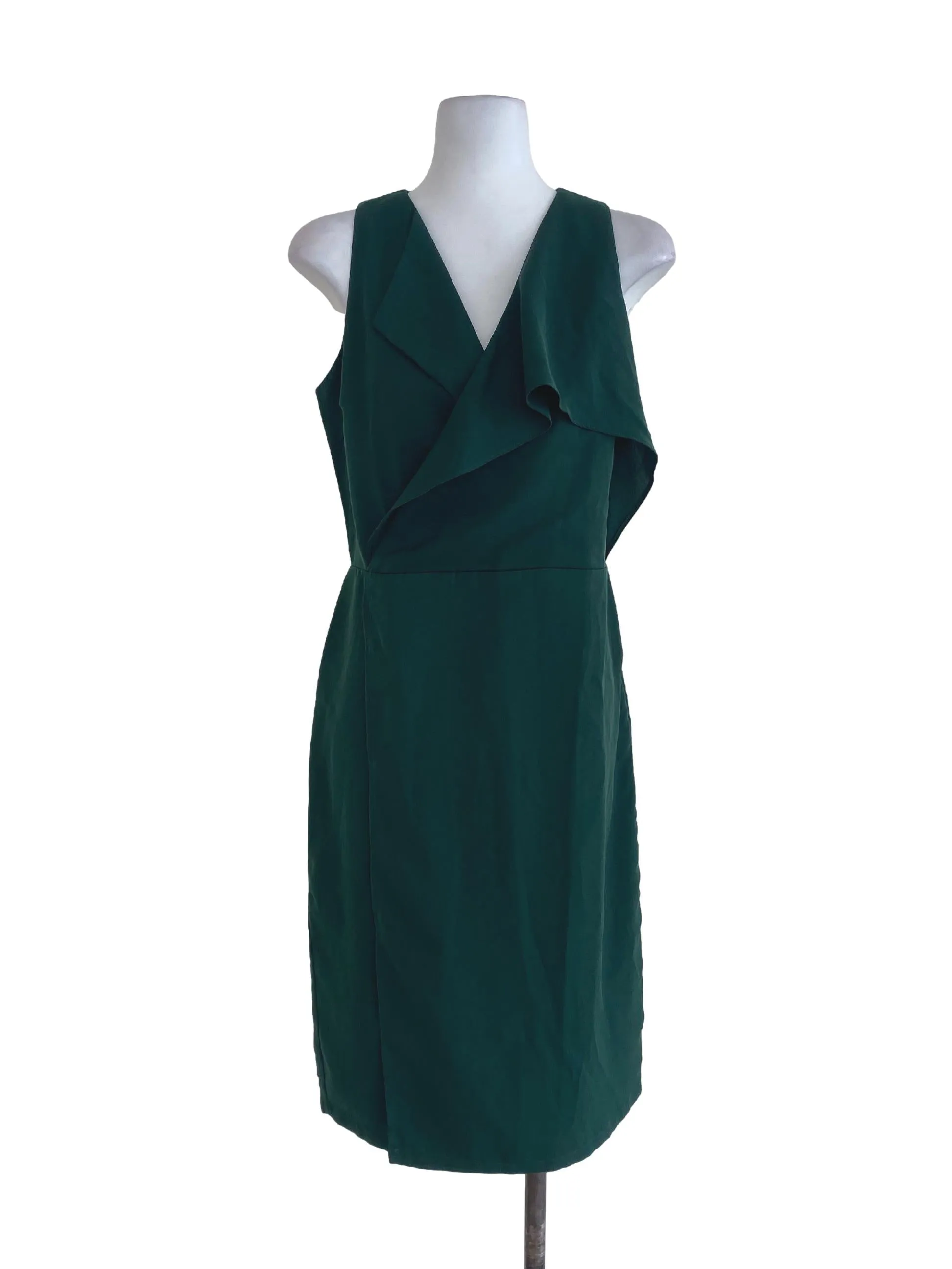 Green Plain Wrap Dress