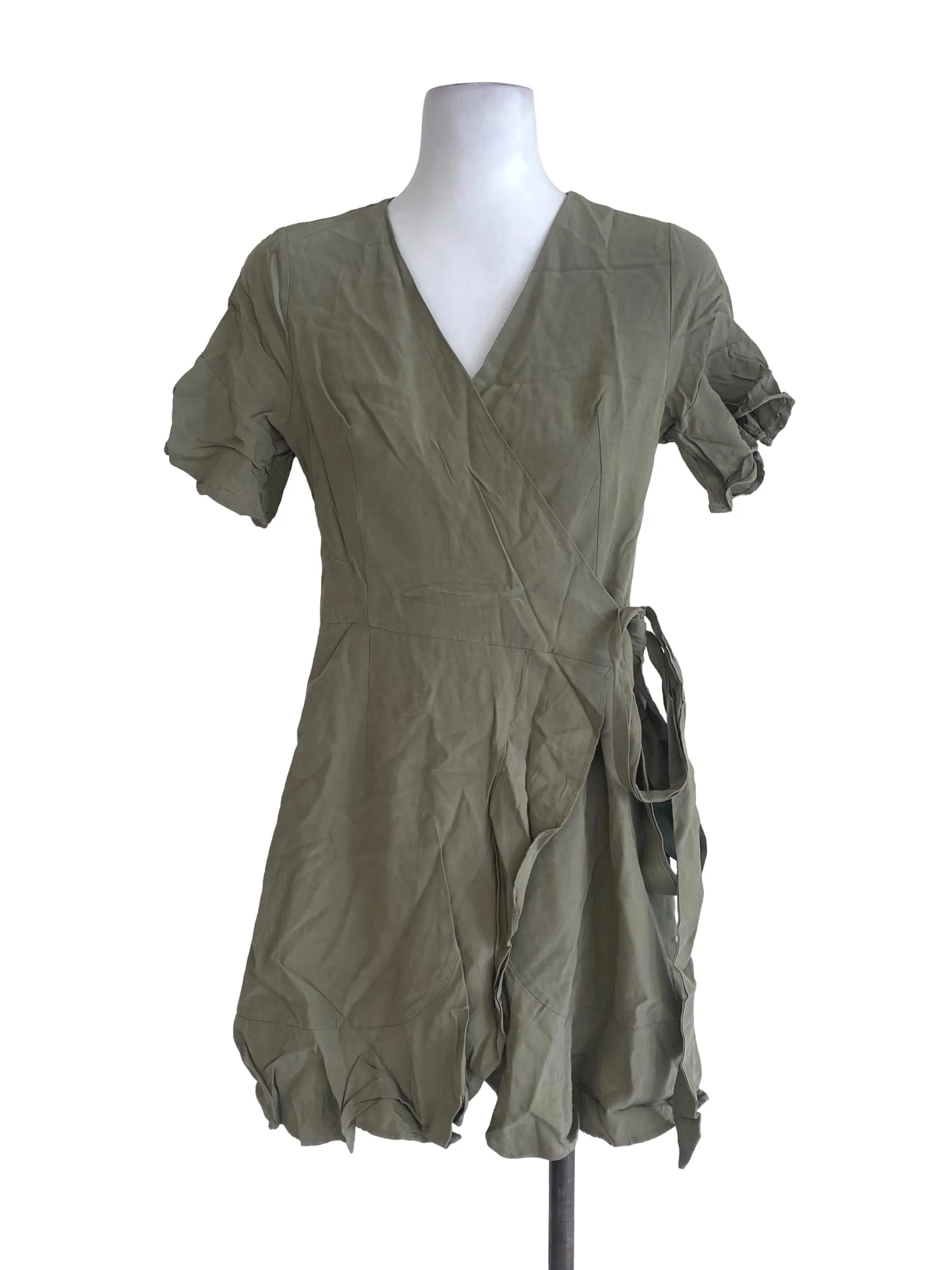 Green Ruffle Wrap Dress TEM