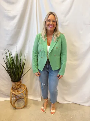 Green Waffle Knit Blazer