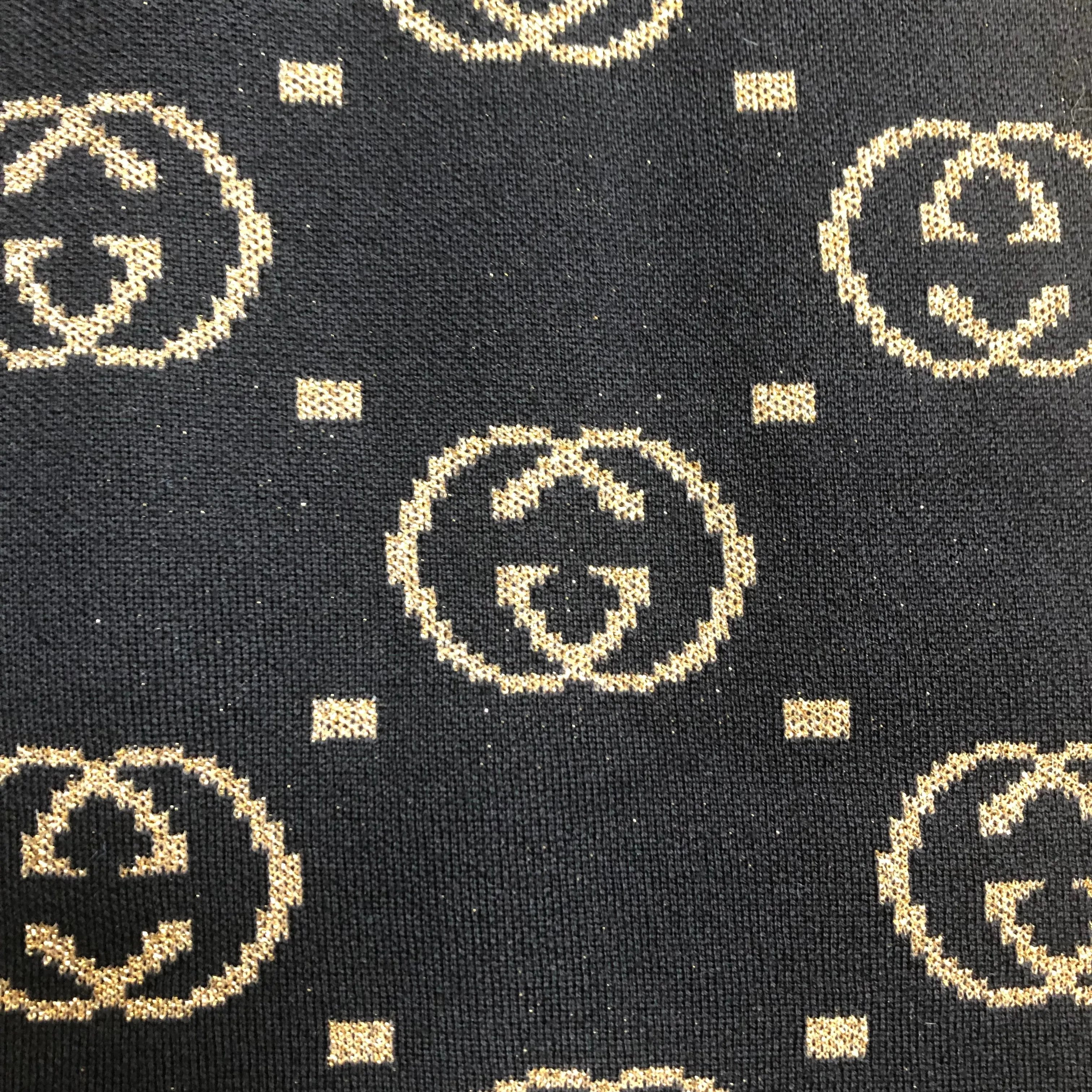 Gucci A Line Skirt in Black with Gold Lamé