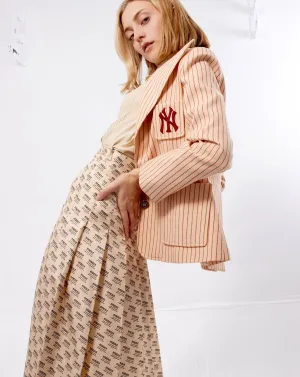 Gucci Beige All Over Stamp Logo Pleated Skirt - 36