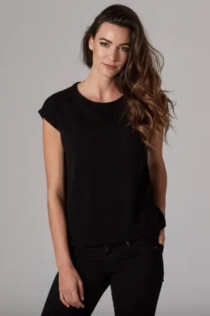 Hailey Cashmere Crewneck Top - Black