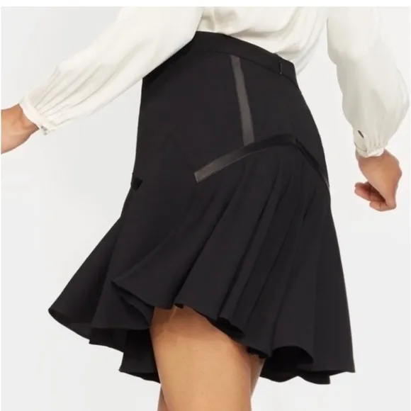 Halston Heritage Tape Detail Flounce A-Line Skirt