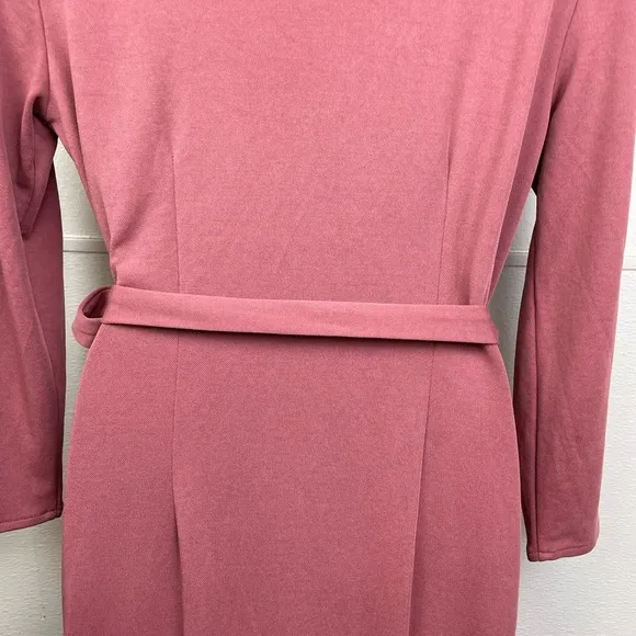 Halston V-Neck Tie Front Wrap Dress Dusty Rose Pink Primrose NWOT