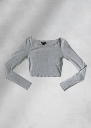Harper Ribbed Crop Top - Gray