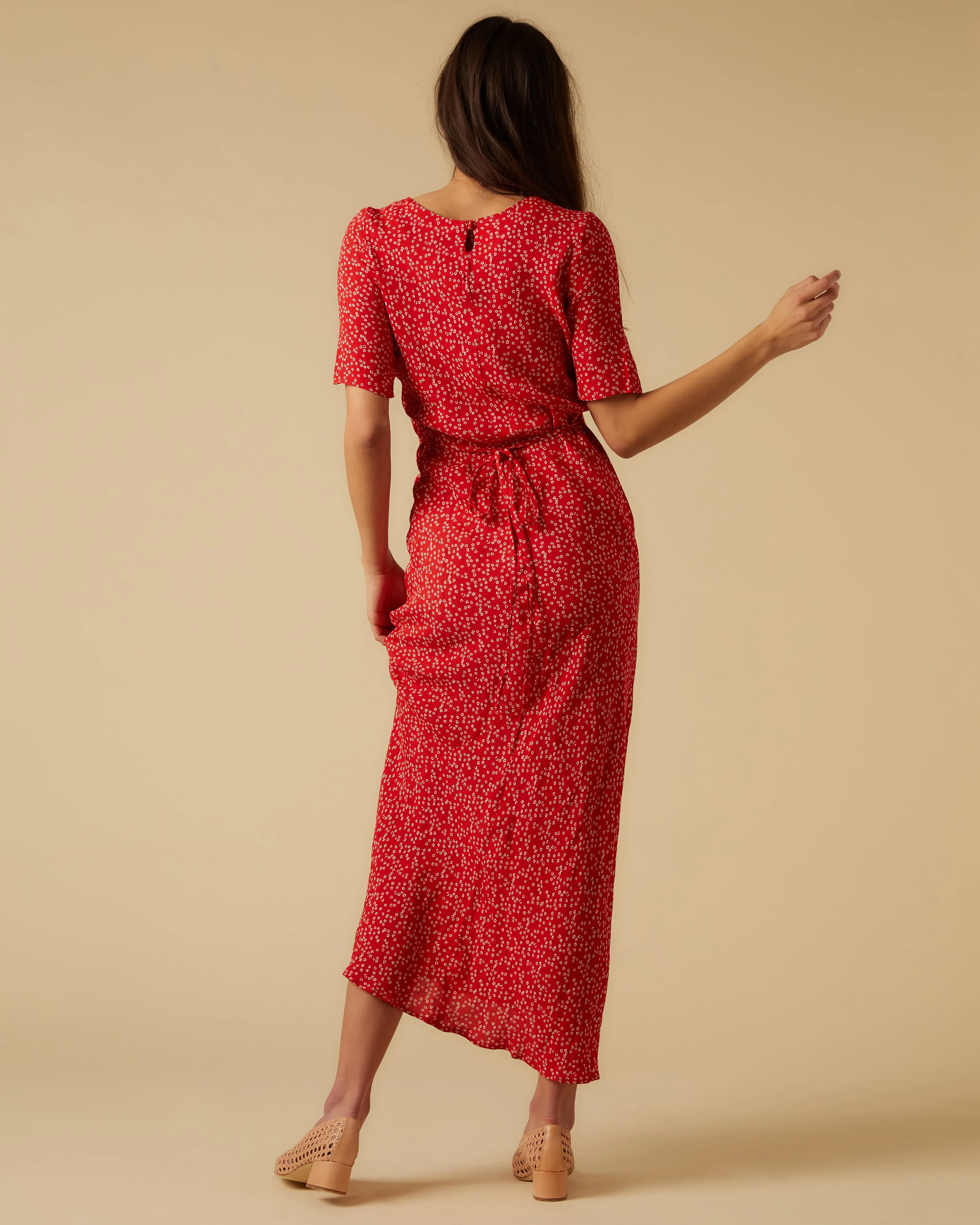 Helena dress, Red Micro Ditsy
