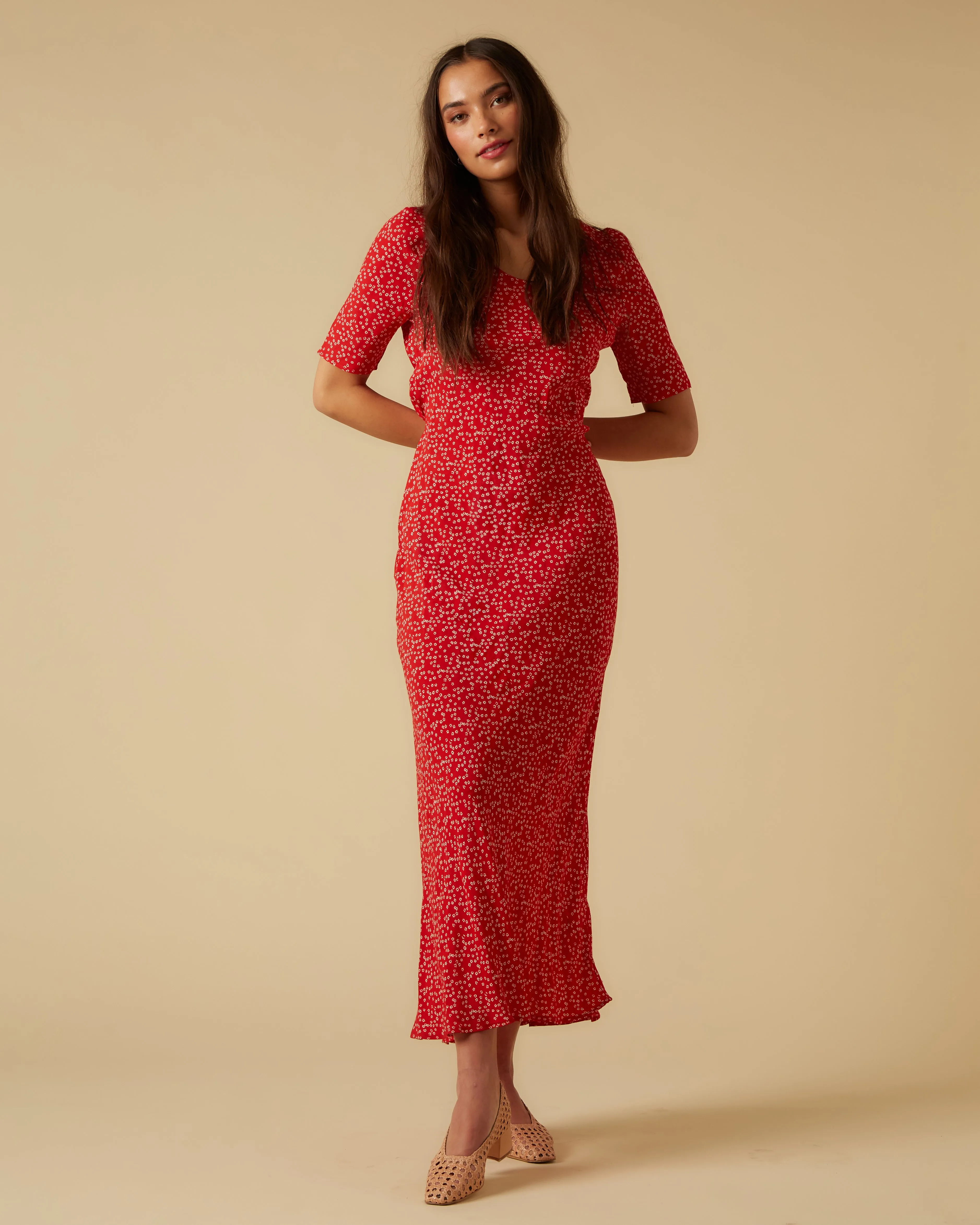 Helena dress, Red Micro Ditsy