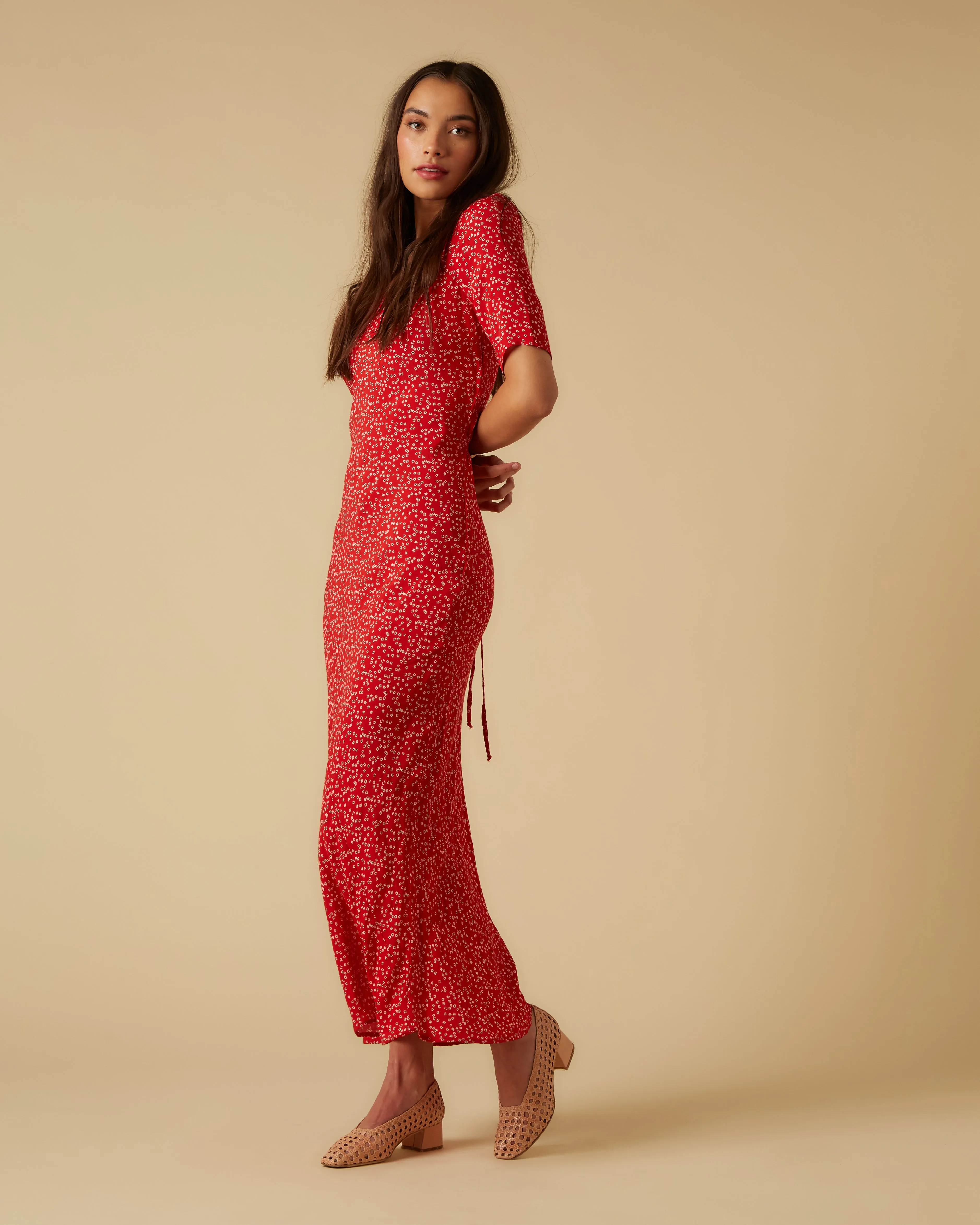 Helena dress, Red Micro Ditsy