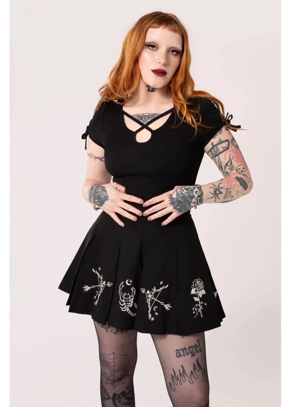Hell Bunny Astrology 60's Short Skirt Black