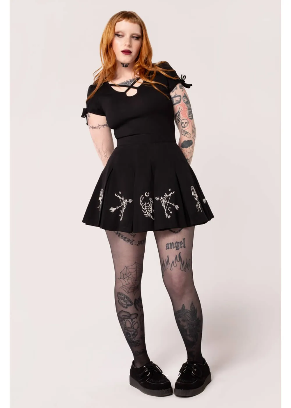 Hell Bunny Astrology 60's Short Skirt Black