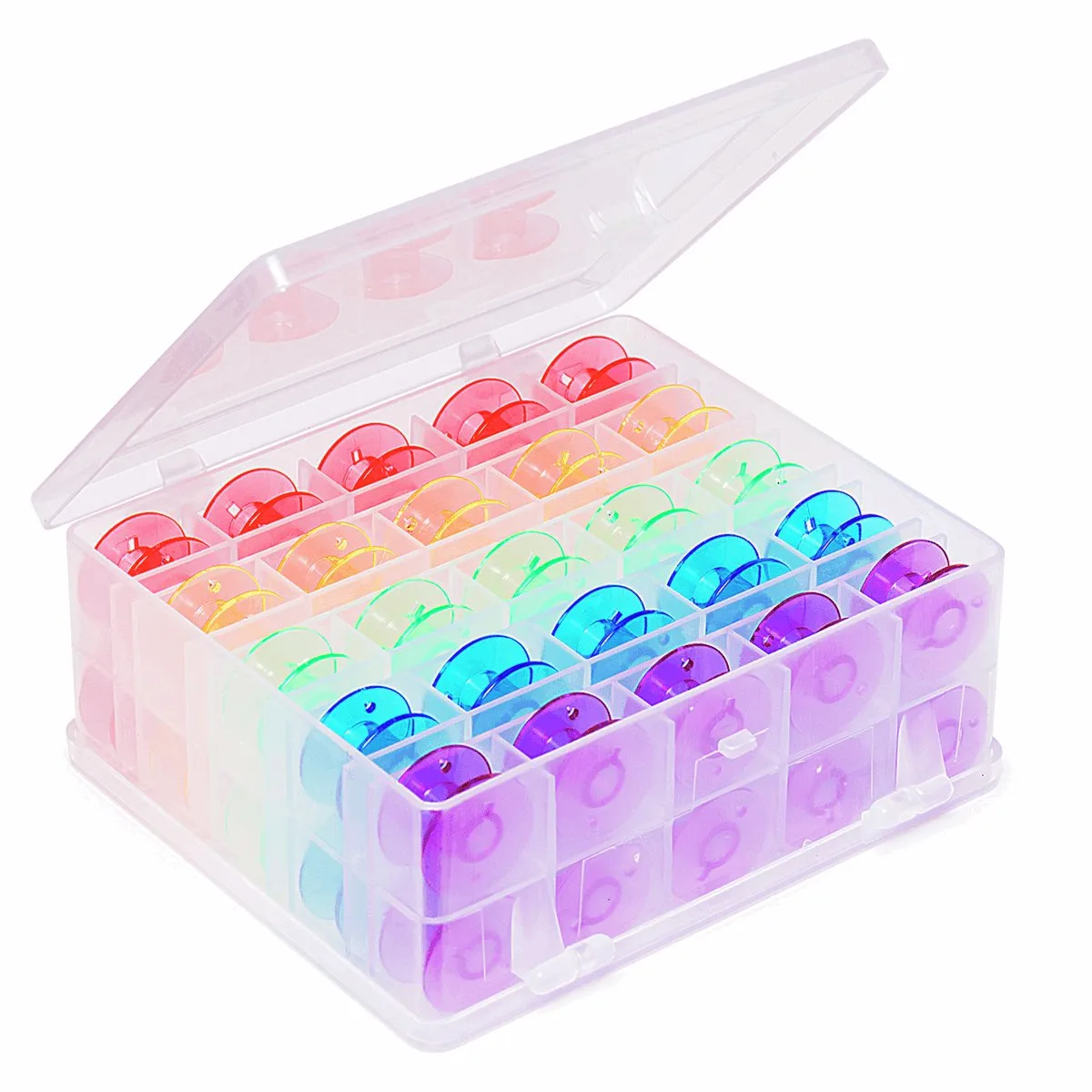 Hemline Bobbin Box - Plastic Double Sided Filled With 50 Spools