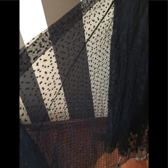 Hiche Dotted Mesh Maxi Black Skirt XS