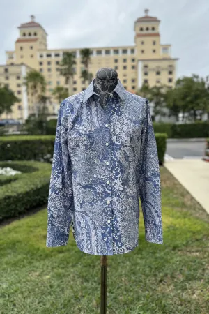 Hinson Wu Margot Top in Blue and Ecru
