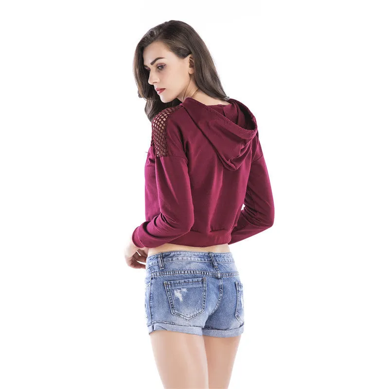 Hoodie Gauze Long Sleeve Sweater Lumbar Sweatershirt