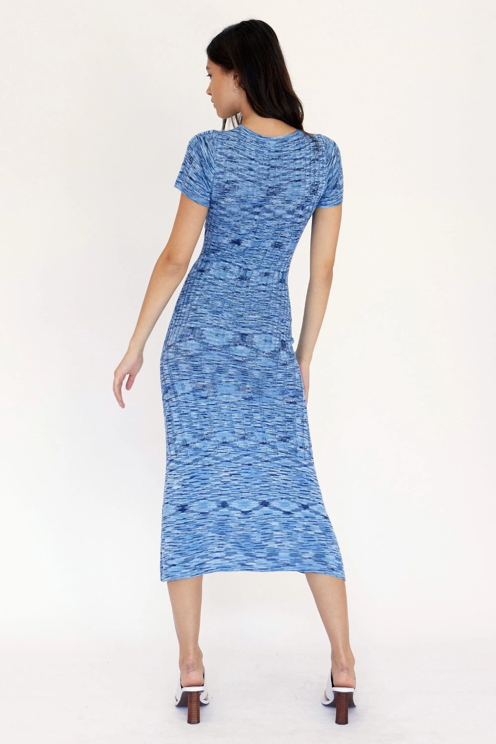 HORIZON KNIT FLARE OUT TEE DRESS | BLUES