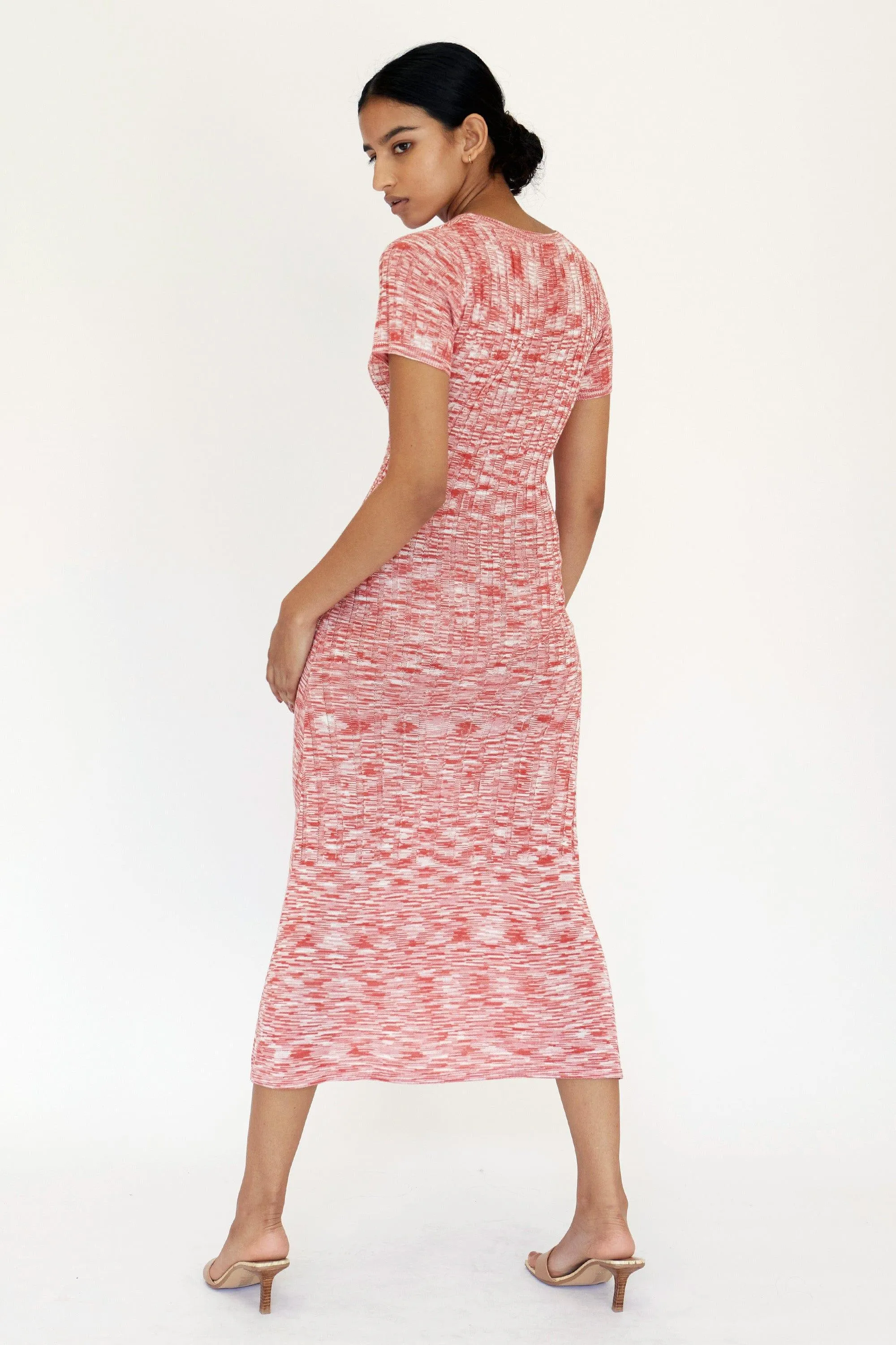 HORIZON KNIT FLARE OUT TEE DRESS | PINK TO RED